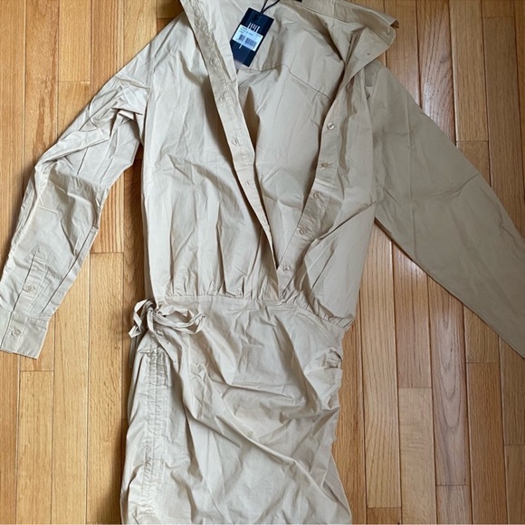 LIONESS the cult mini dress with ruched tie sides in nude beige NWT - Picture 3 of 4